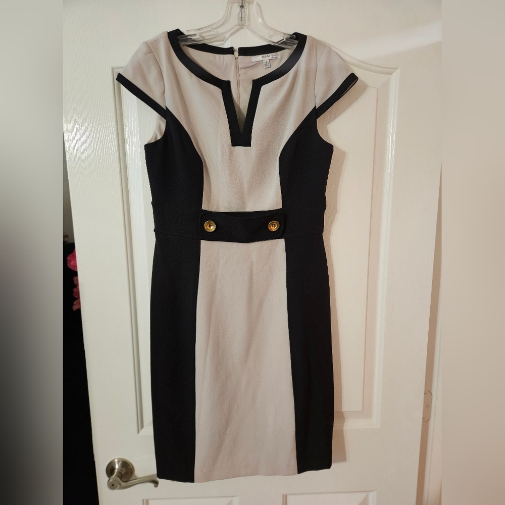 Studio One New York Short sleeve dress in tan and black size 8